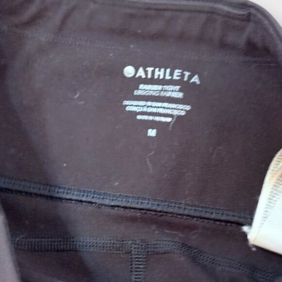 Athleta Ranier Tight Medium Black Fleece Lined Leggings Pockets Running Warm - Picture 6 of 8